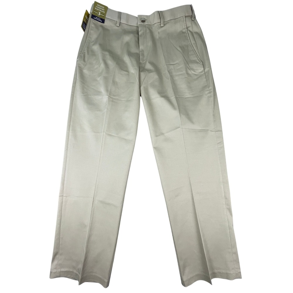 Haggar Khaki Pants NWT Mens 34x29 Sand Iron Free Premium Classic Fit Stretch